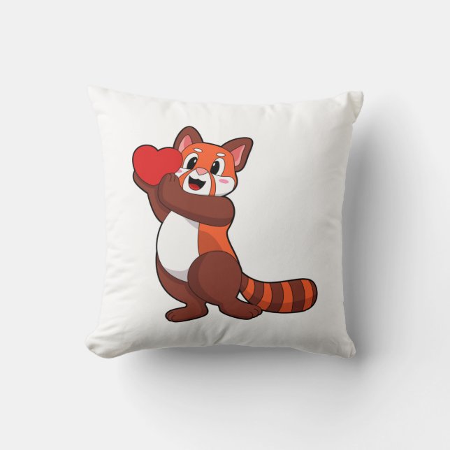 Red panda at Love with Heart.PNG Kussen (Voorkant)