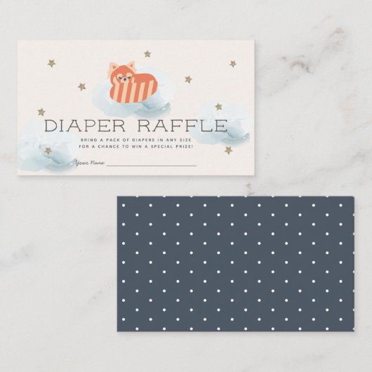 Red Panda Baby shower Luier Raffle Ticket Informatiekaartje (Voorkant / Achterkant)