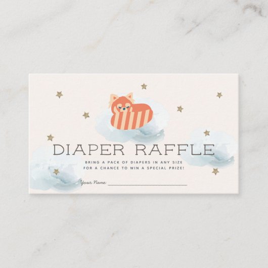 Red Panda Baby shower Luier Raffle Ticket Informatiekaartje (Voorkant)