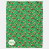 Red Panda & Bamboe Leaves Patroon & Monogram Fleece Deken (Voorkant)
