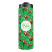 Red Panda & Bamboe Leaves Patroon & Monogram Thermosbeker (Voorkant)