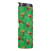 Red Panda & Bamboe Leaves Patroon & Monogram Thermosbeker (Geroteerd rechts)