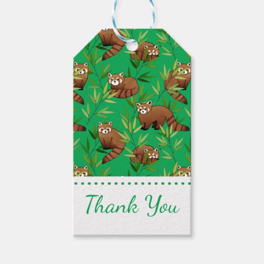Red Panda & Bamboe Leaves Pattern Cadeaulabel (Voorkant)