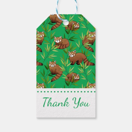 Red Panda & Bamboe Leaves Pattern Cadeaulabel (Achterkant)