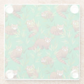 Red Panda & Bamboe Leaves Pattern Glazen Onderzetter (Achterkant)