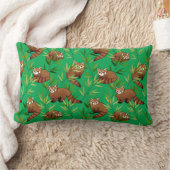 Red Panda & Bamboe Leaves Pattern Kussen (Deken)