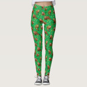 Red Panda & Bamboe Leaves Pattern Leggings (Voorkant)
