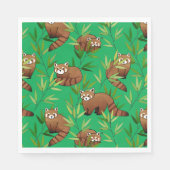 Red Panda & Bamboe Leaves Pattern Servet (Voorkant)