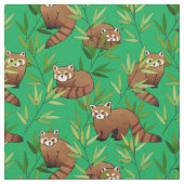 Red Panda & Bamboe Leaves Pattern Stof (Close Up)