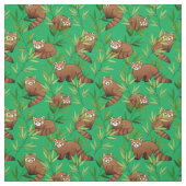 Red Panda & Bamboe Leaves Pattern Stof (Swatch)