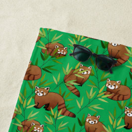 Red Panda & Bamboe Leaves Pattern Strandlaken