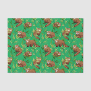 Red Panda & Bamboe Leaves Pattern Tissuepapier