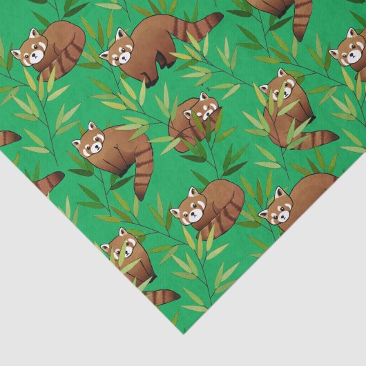 Red Panda & Bamboe Leaves Pattern Tissuepapier (Detail)