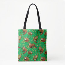 Red Panda & Bamboe Leaves Pattern