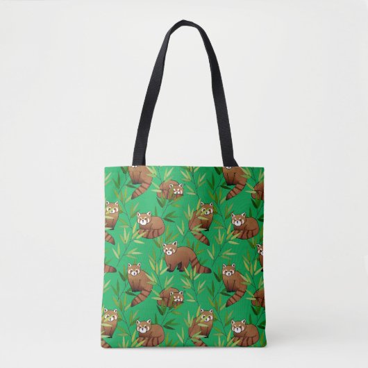 Red Panda & Bamboe Leaves Pattern Tote Bag (Voorkant)