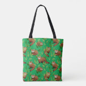 Red Panda & Bamboe Leaves Pattern Tote Bag (Achterkant)