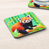 Red Panda Bamboo Forest Bier Onderzetter (Linkerzijde)