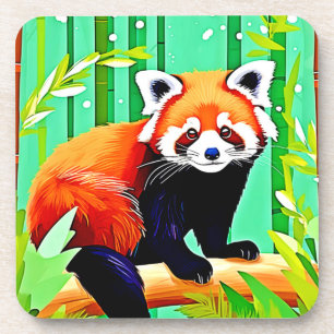 Red Panda Bamboo Forest Bier Onderzetter