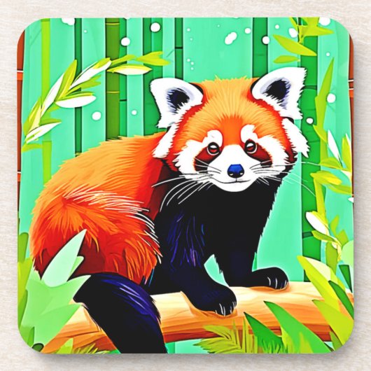 Red Panda Bamboo Forest Bier Onderzetter (Voorkant)