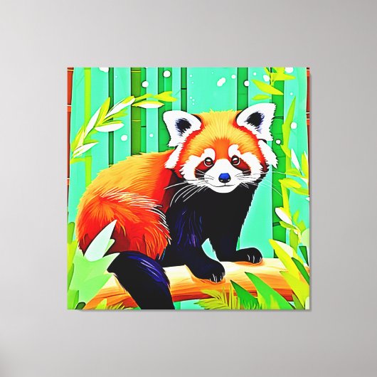Red Panda Bamboo Forest Canvas Afdruk (Voorkant)