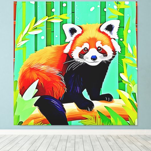 Red Panda Bamboo Forest Canvas Afdruk (Insitu (Houten vloer))