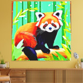 Red Panda Bamboo Forest Canvas Afdruk (Insitu (Woonkamer))