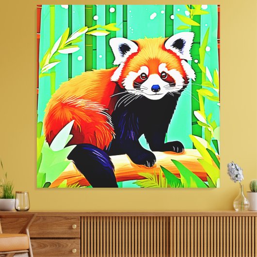 Red Panda Bamboo Forest Canvas Afdruk (Insitu (Woonkamer))