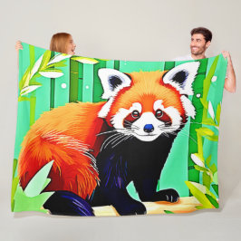 Red Panda Bamboo Forest Fleece Deken