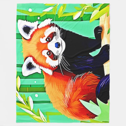 Red Panda Bamboo Forest Fleece Deken (Voorkant)