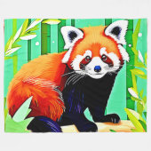 Red Panda Bamboo Forest Fleece Deken (Voorkant (Horizontaal))