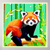 Red Panda Bamboo Forest Poster (Voorkant)