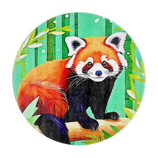 Red Panda Bamboo Forest Snijplank (Voorkant)