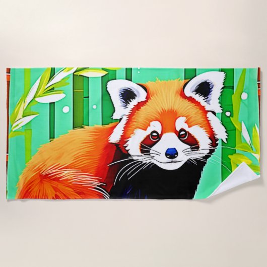 Red Panda Bamboo Forest Strandlaken (Voorkant)