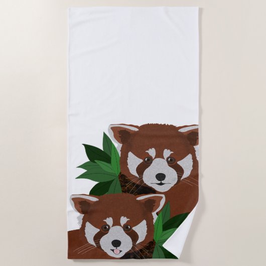 Red Panda Beach Towel Strandlaken (Voorkant)