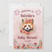 Red Panda Beer Baby shower Welkom Kaart (Voorkant)