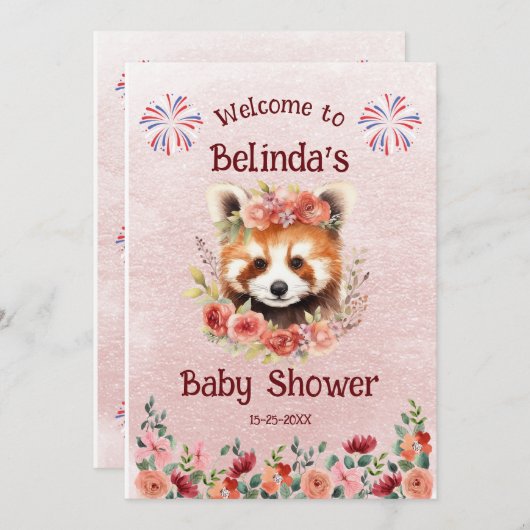 Red Panda Beer Baby shower Welkom Kaart (Voorkant / Achterkant)