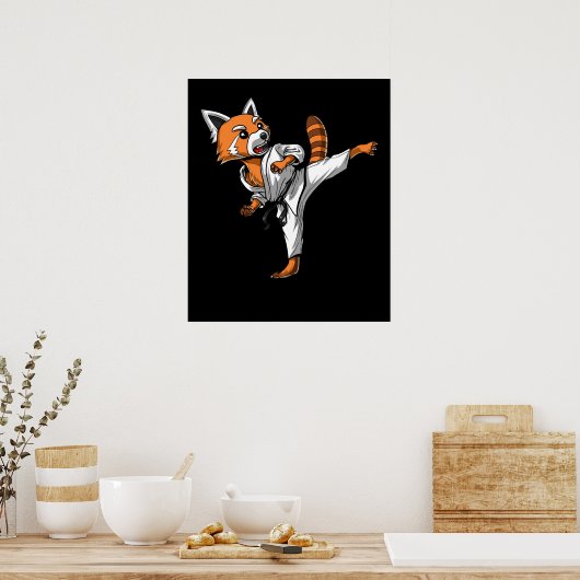 Red Panda Beer Karate Poster (Keuken)