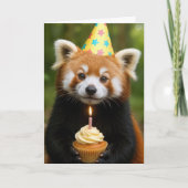 Red Panda Beer met een verjaardagscupcake Kaart (Voorkant)