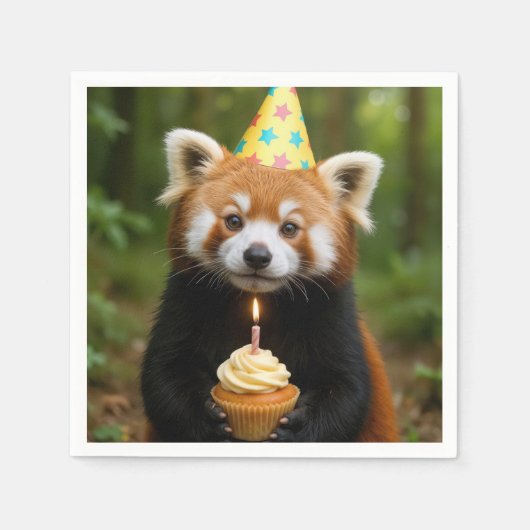 Red Panda Beer met een verjaardagscupcake Servet (Voorkant)