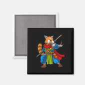 Red Panda Beer Ninja Samurai Warrior Funny Kung Fu Magneet (Voorkant / Achterkant)