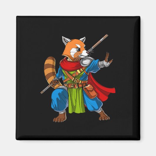 Red Panda Beer Ninja Samurai Warrior Funny Kung Fu Magneet (Voorkant)