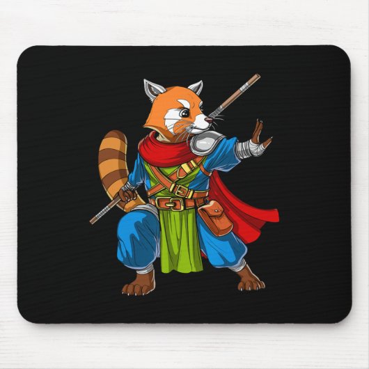 Red Panda Beer Ninja Samurai Warrior Funny Kung Fu Muismat (Voorkant)