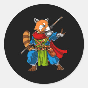 Red Panda Beer Ninja Samurai Warrior Funny Kung Fu Ronde Sticker