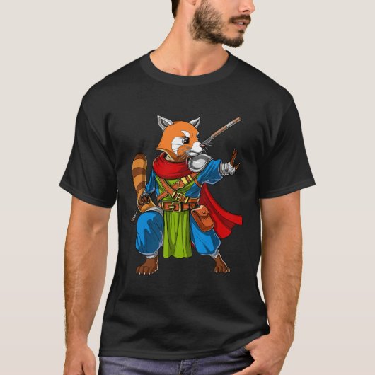 Red Panda Beer Ninja Samurai Warrior Funny Kung Fu T-shirt (Voorkant)