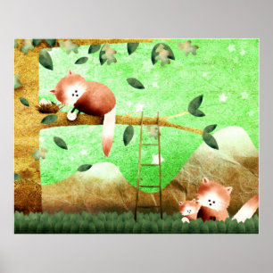 Red Panda berg - Afdruk poster