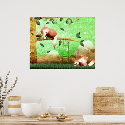 Red Panda berg - Afdruk poster (Keuken)