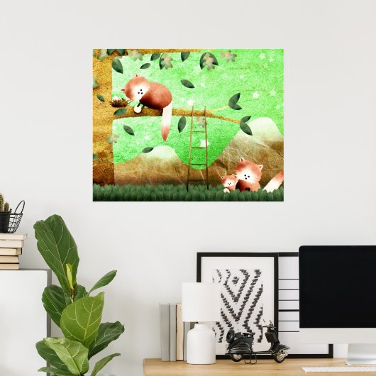 Red Panda berg - Afdruk poster (Thuiskantoor)