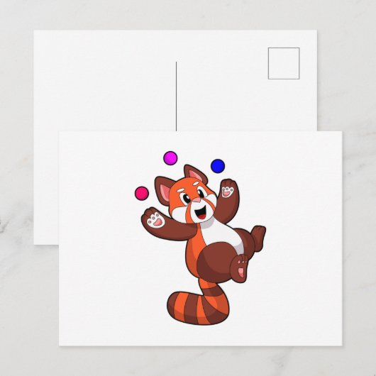 Red panda bij Juggle Circus.PNG Briefkaart (Voorkant / Achterkant)