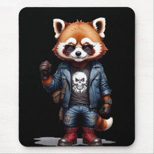 Red Panda Biker Rebel in Leather Jacket Cool Style Muismat