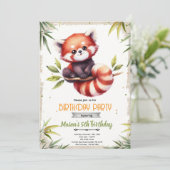 Red Panda Birthday Invitation Kaart (Staand voorkant)
